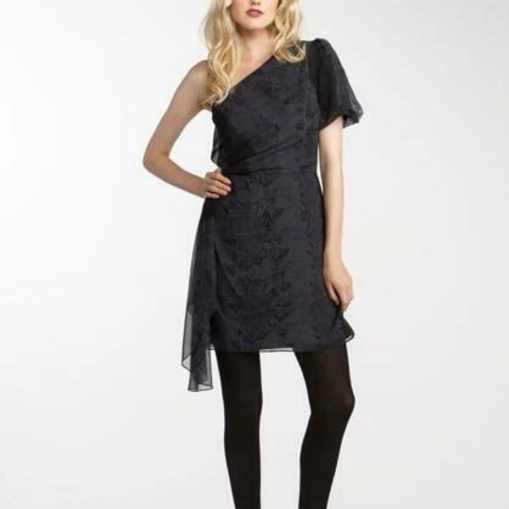 Juicy Couture Silk One Shoulder Dress in Black & Gray Snake Print - size 6